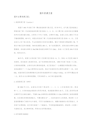 国内外遥感资源卫星