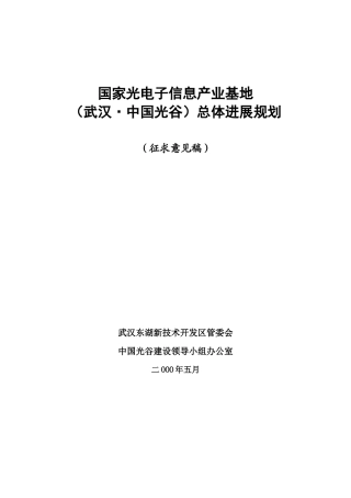 国家光电子信息产业基地总体发展规划