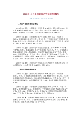 国家统计局房地产业数据