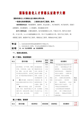 国际信息化人才资格认证教学大纲
