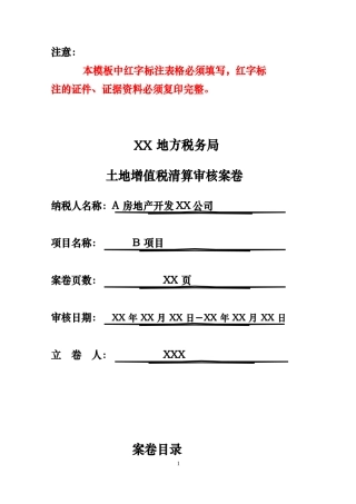 土地增值税清算审核模板