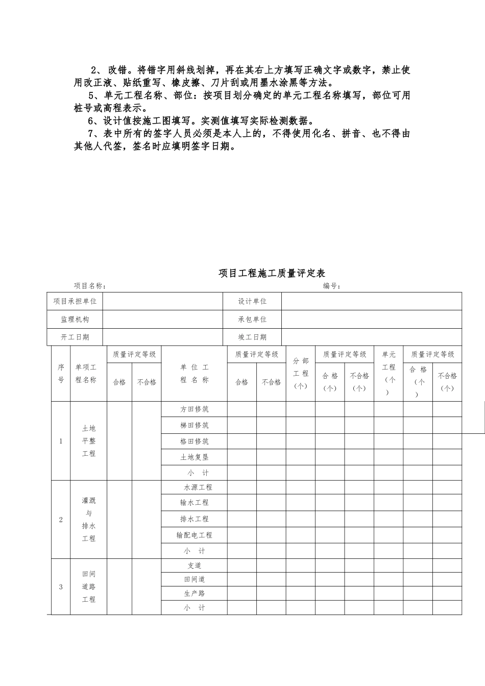 土地整理工程施工质量评定表_第2页