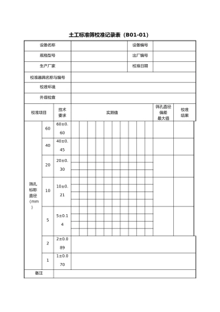 土工标准筛校准记录表