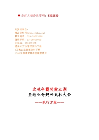 圣地亚哥趣味武林大会执行方案