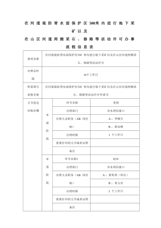 在河道堤防背水面保护区500米内进行地下采矿以及