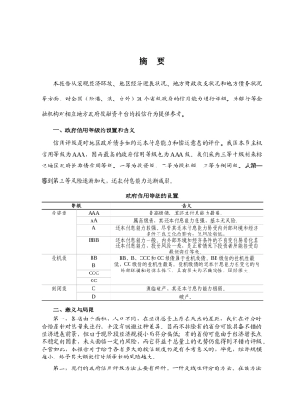 地方政府信用评级报告