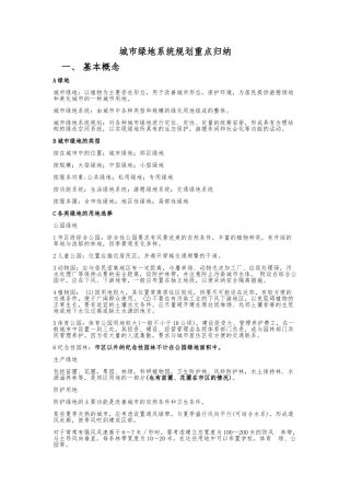 城市绿地系统规划重点归纳