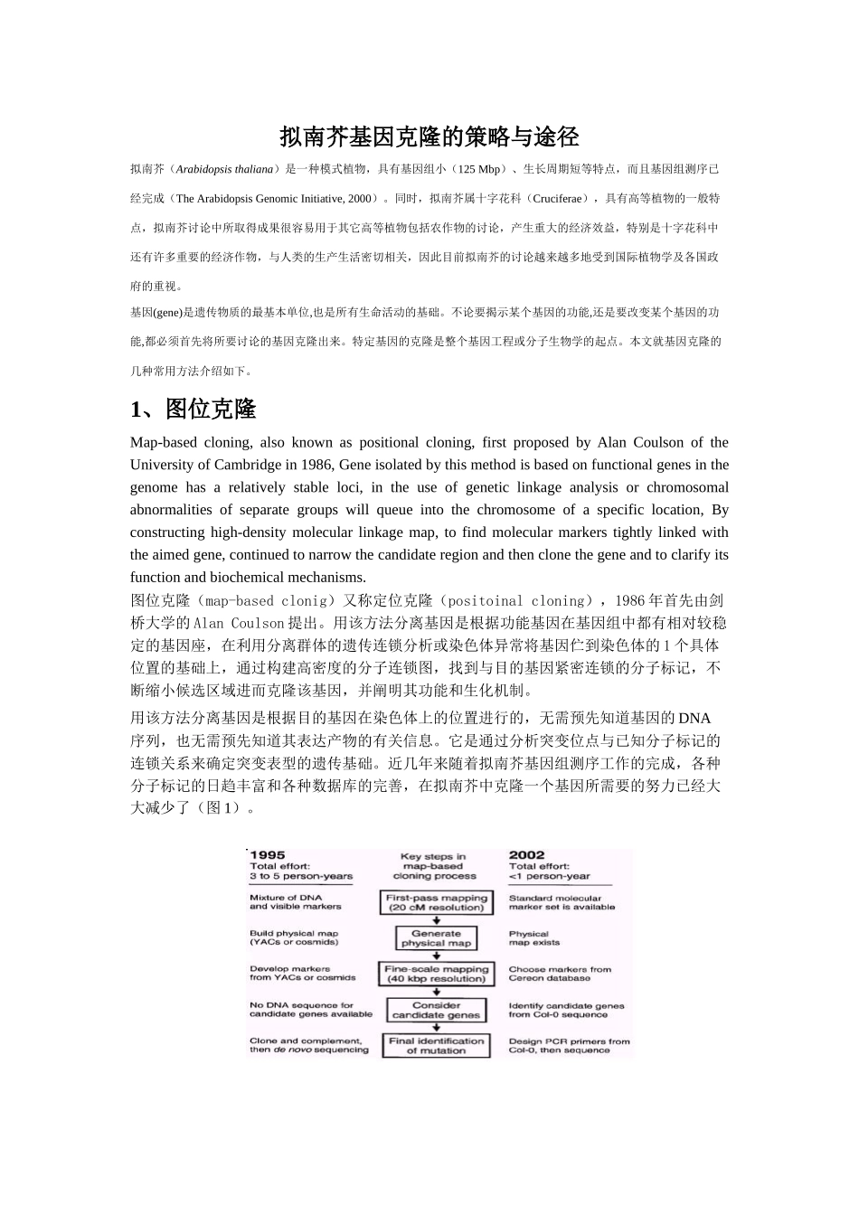 基因图位克隆的策略与途径_第1页