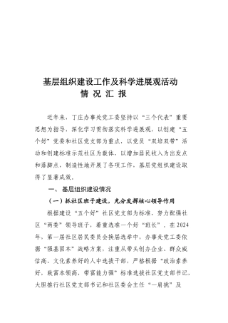 基层组织建设工作及科学发展观活动情况总结