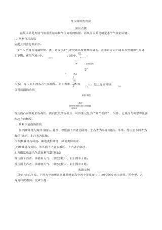 等压面图的判读-高中地理图表提升练习