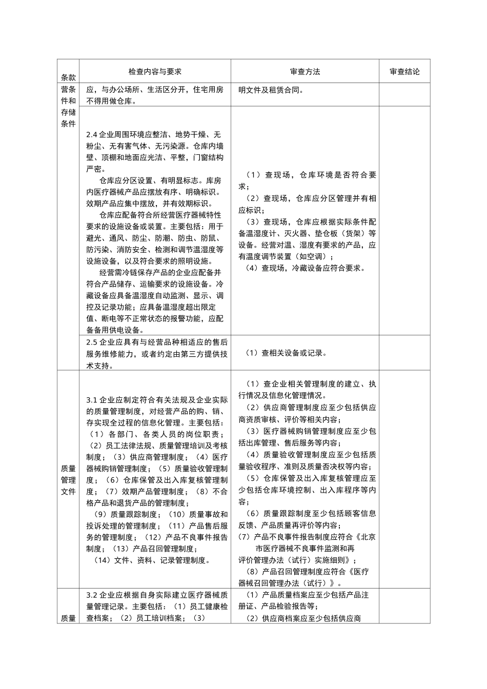 《北京市医疗器械经营企业检查验收标准》_第3页