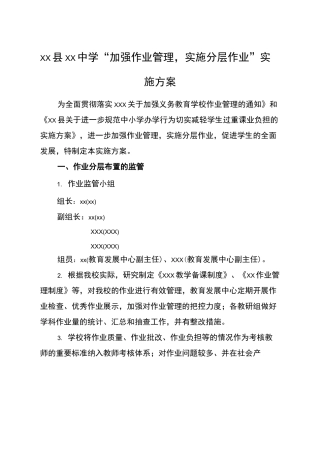 作业管理实施分层作业实施方案