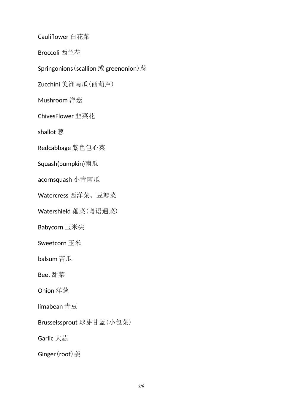 蔬菜水果名称大全_第2页
