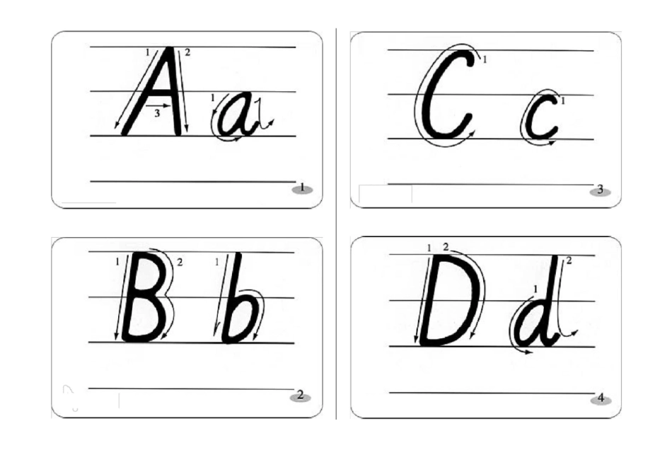 英文字母书写笔顺-A4直接打印版_第1页