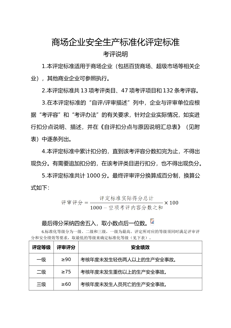 商场企业安全生产标准化评定标准概述_第1页