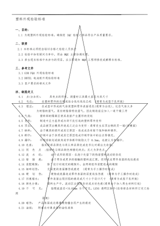 塑胶件外观检验标准