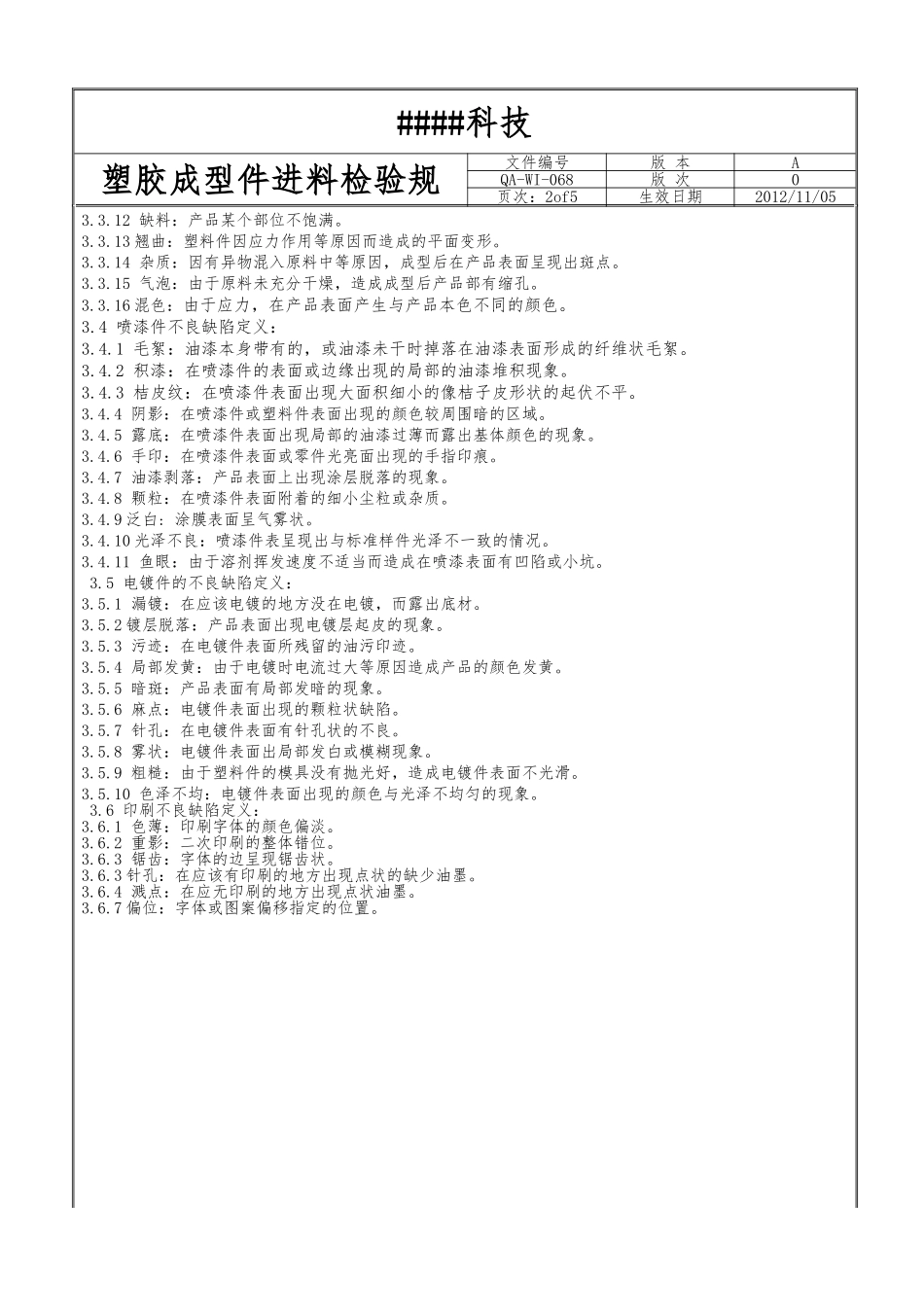 塑胶成型件进料检验规范标准_第2页