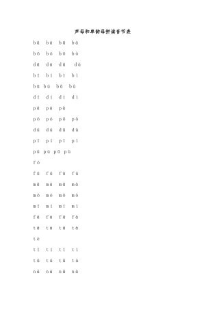声母和韵母拼读音节表