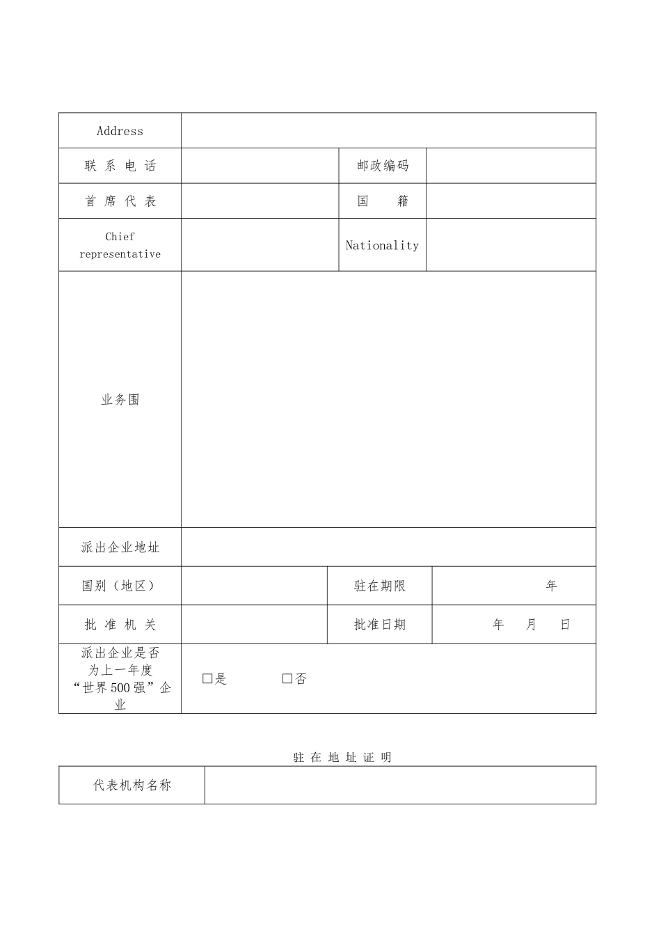 外企常驻代表机构设立登记申请书_第3页