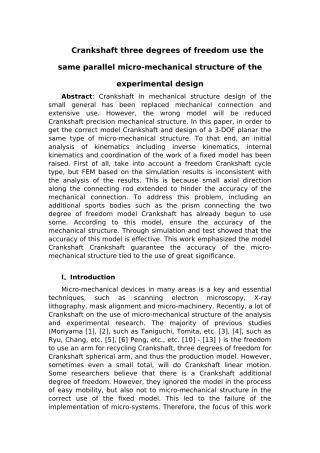 外文翻译利用曲臂3个自由度的相同并列式微型机械结构的实验设计论文
