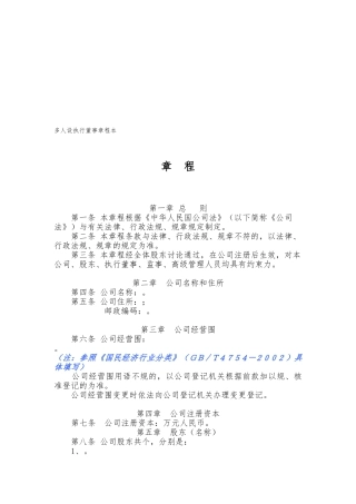 多人有限公司设执行董事章程样本