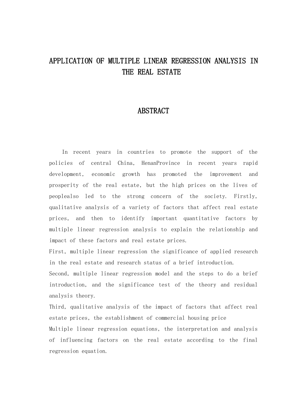 多元线性回归在房地产中的应用论文_第2页
