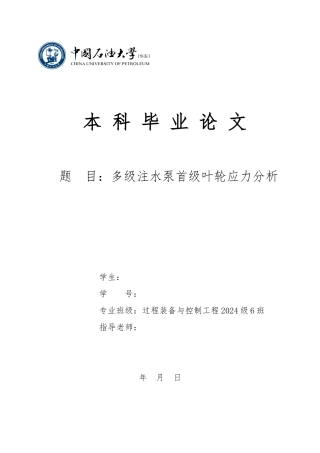 多级注水泵首级叶轮应力分析毕业论文