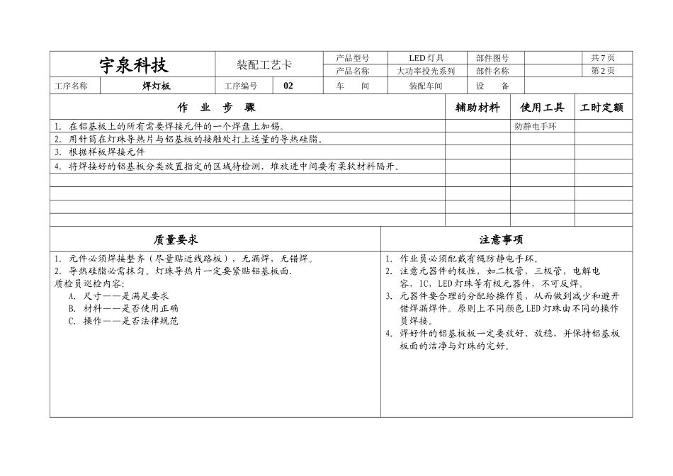 大功率投光灯装配工艺卡_第2页