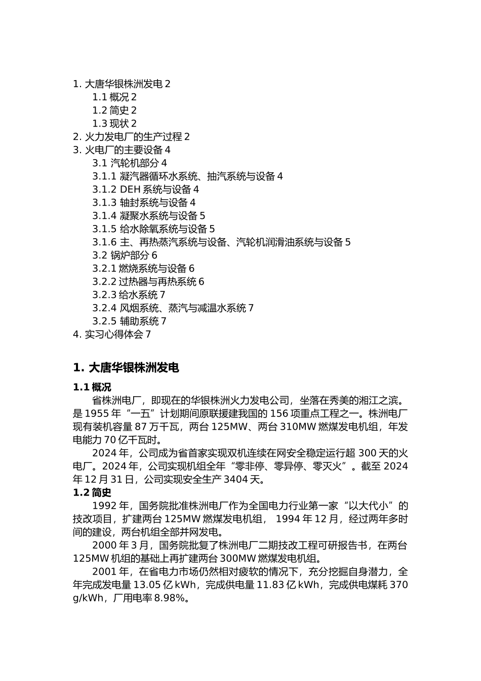 大唐华银株洲电厂实习报告范本_第2页