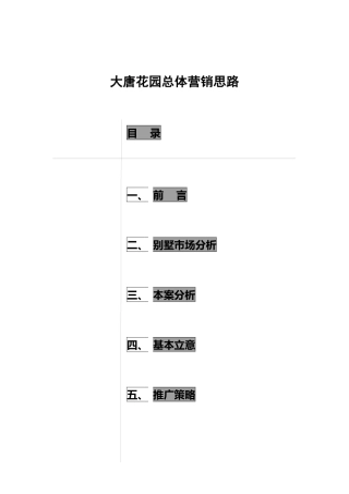 大唐花园总体营销思路