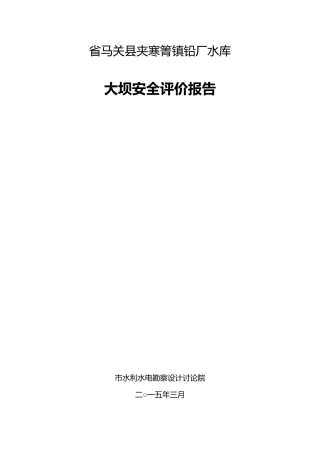 大坝安全评价报告