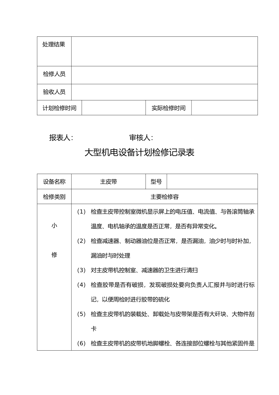 大型机电设备计划检修记录表_第3页