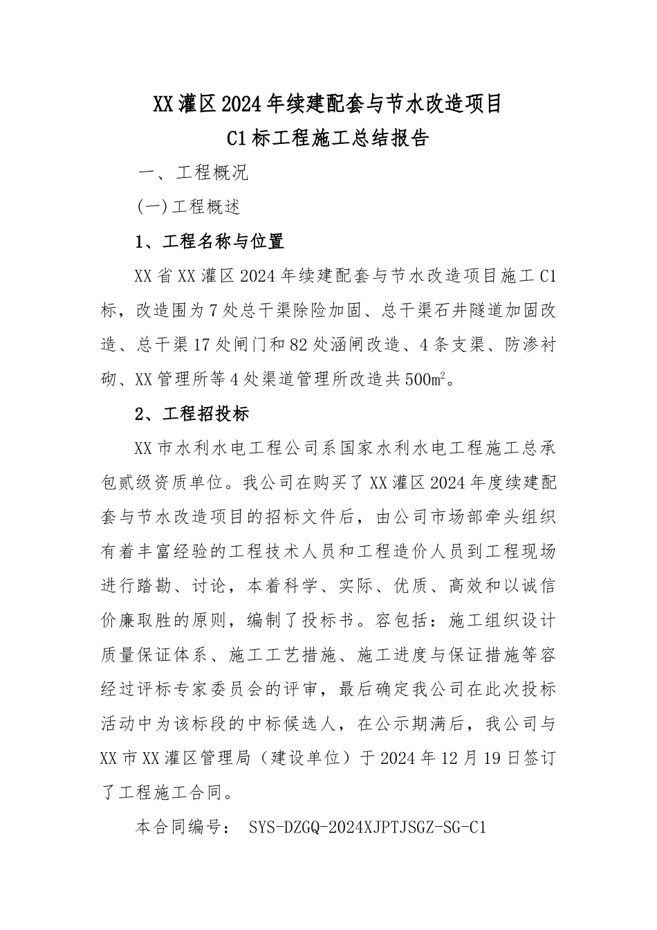 大型灌区续建配套项目施工完工总结报告_第2页