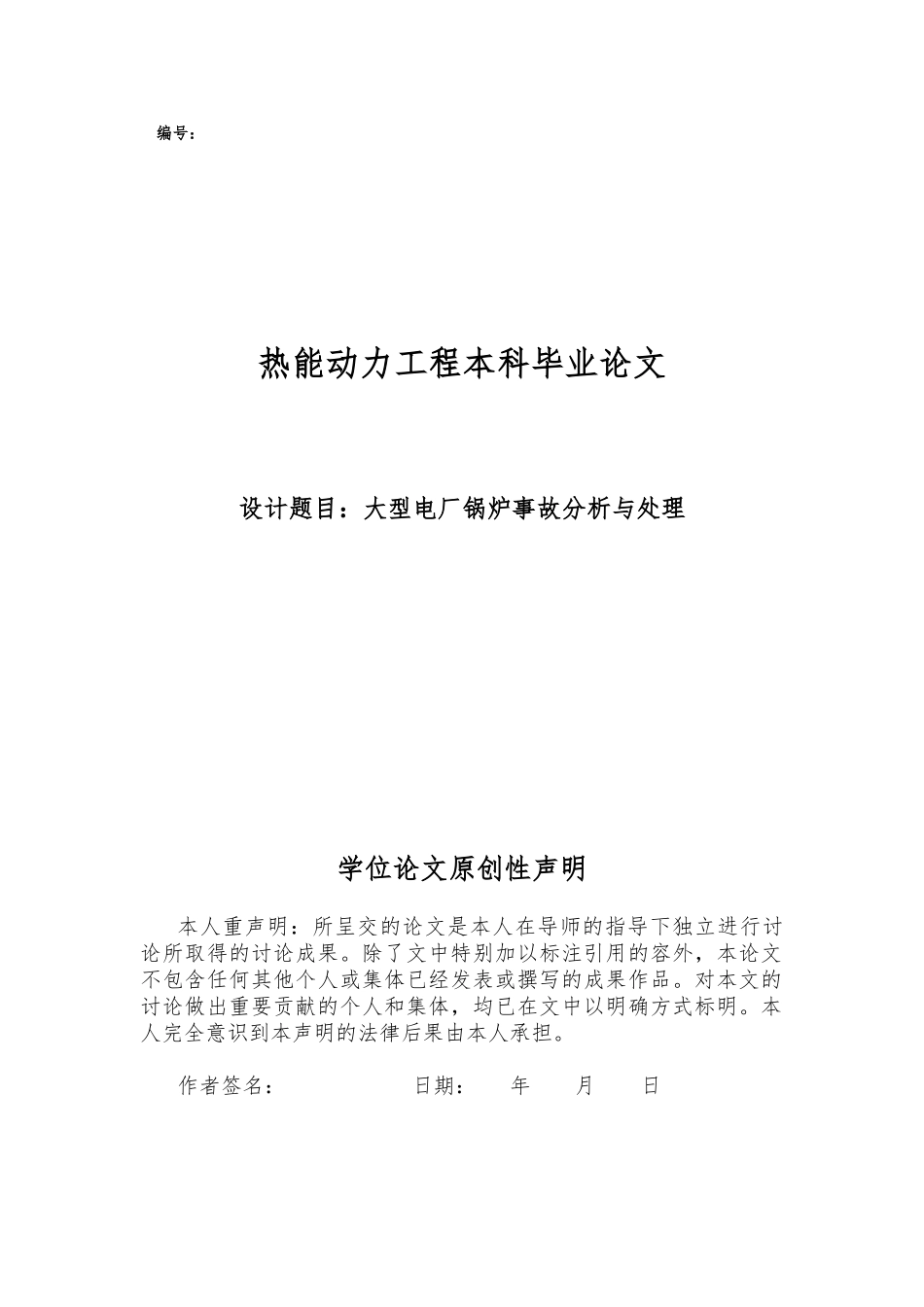 大型电厂锅炉事故分析与处理毕业论文_第1页