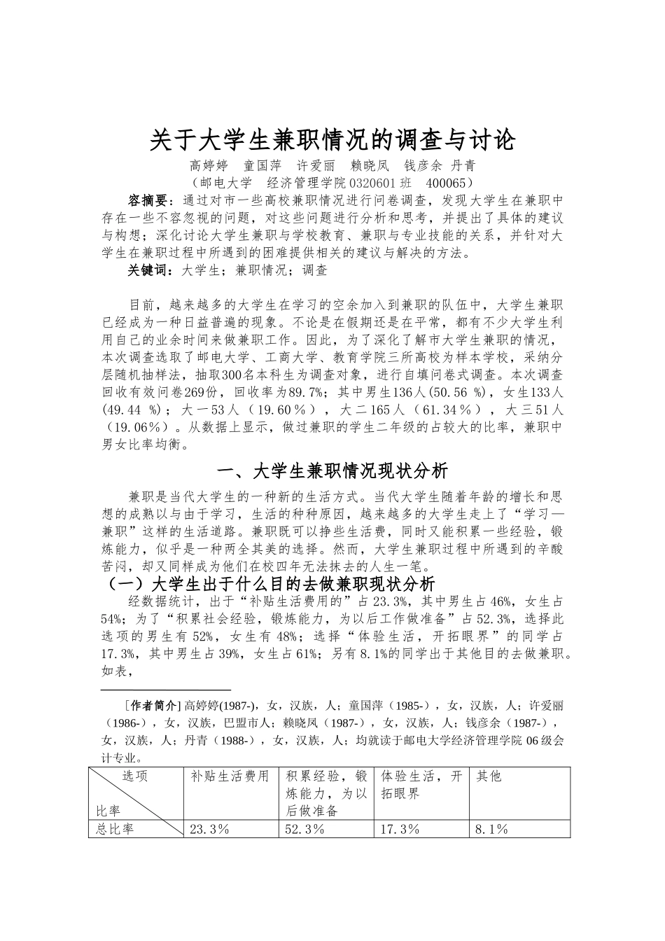 大学生兼职情况的调查与研究_第2页