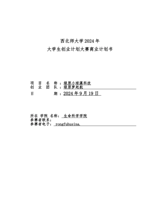 大学生创业大赛商业实施计划书