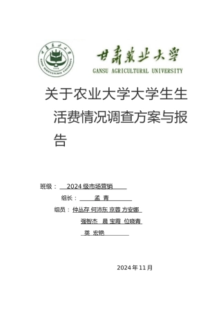 大学生生活费调查方案与报告