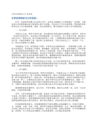 大学生顶岗实习工作总结