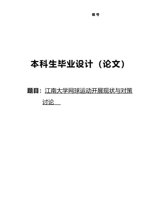 大学网球运动开展现状与对策研究毕业论文