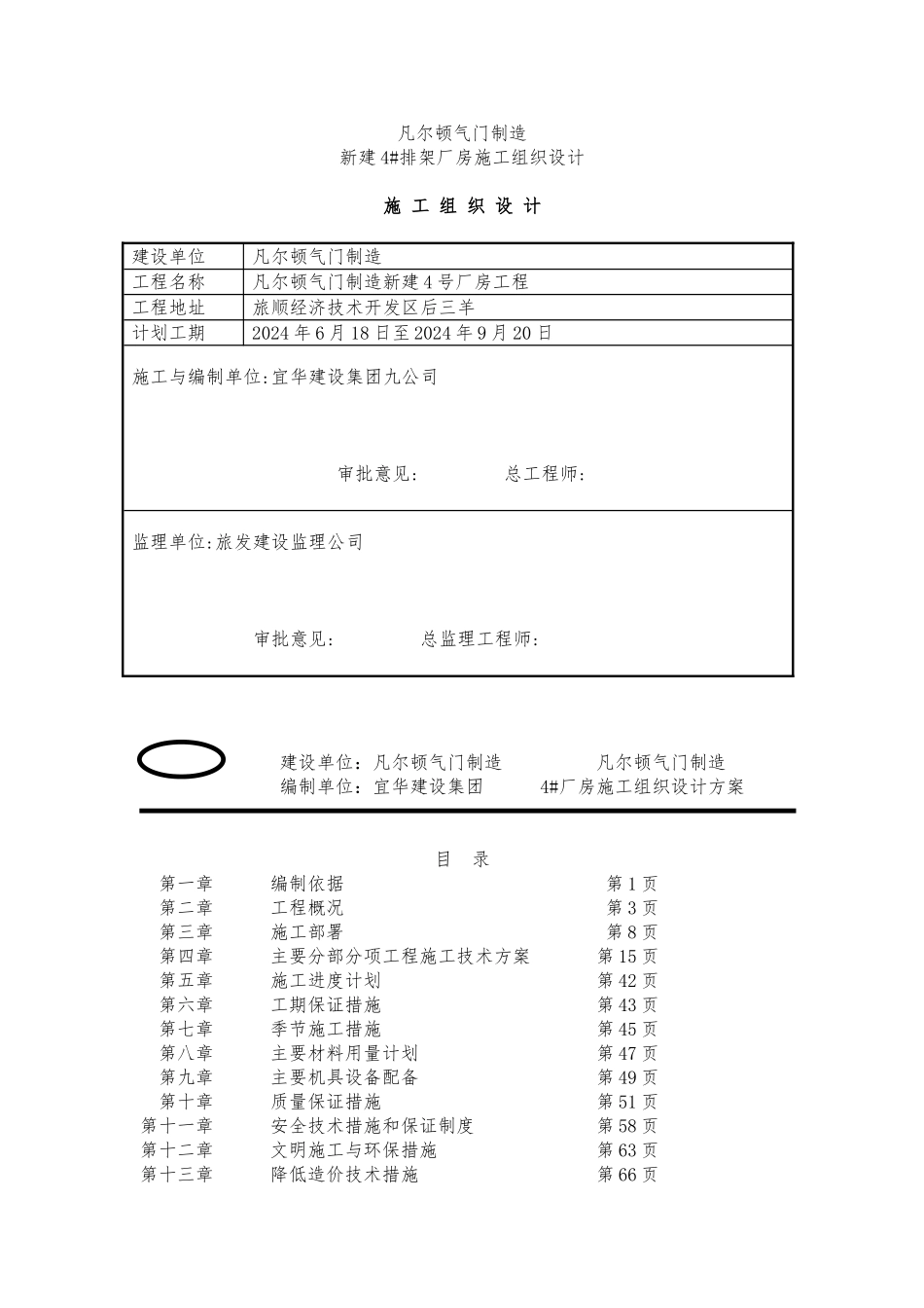 大连某公司新建4排架厂房工程施工设计方案_第1页