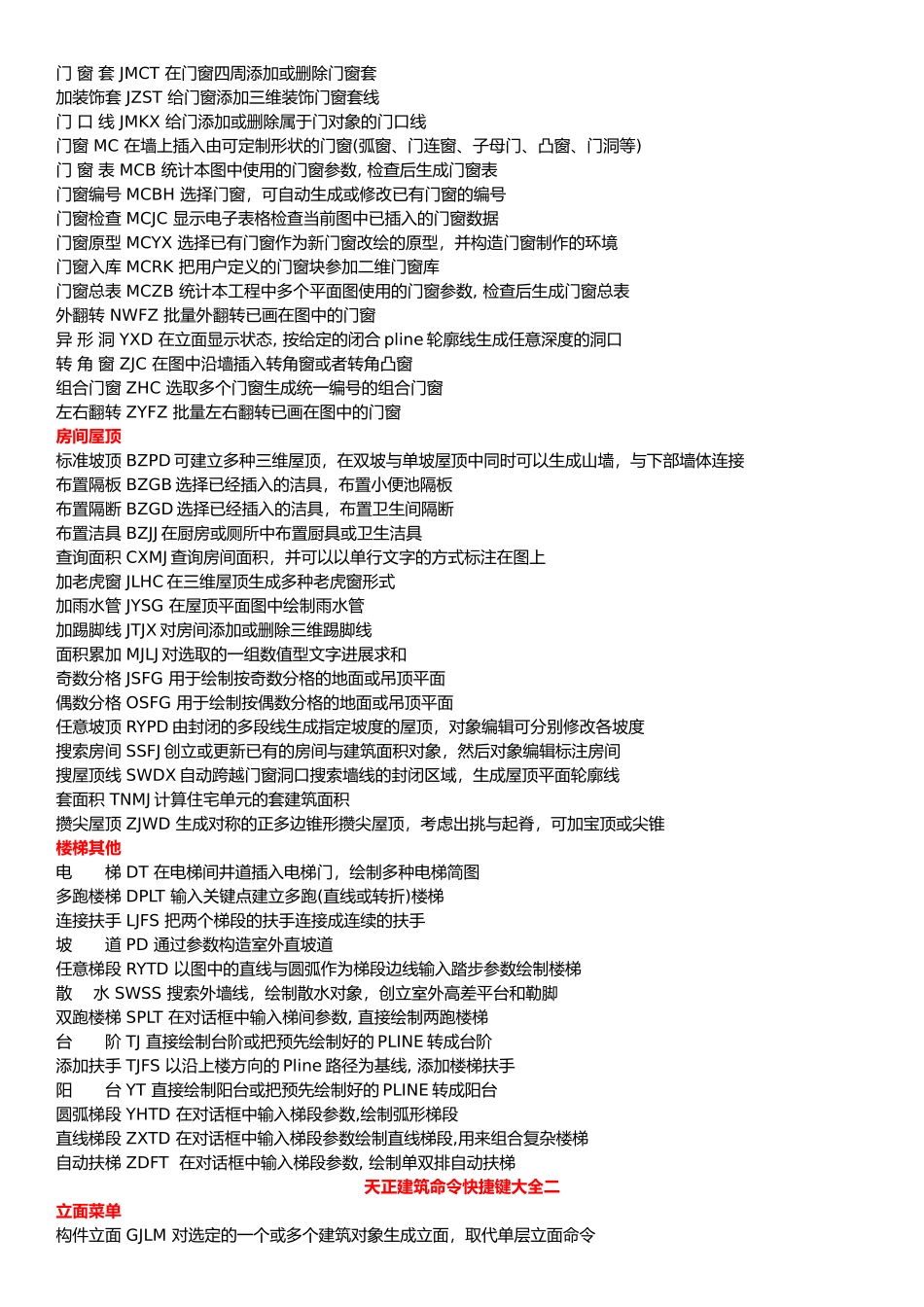 天正建筑命令快捷键大全(完整版)_第2页