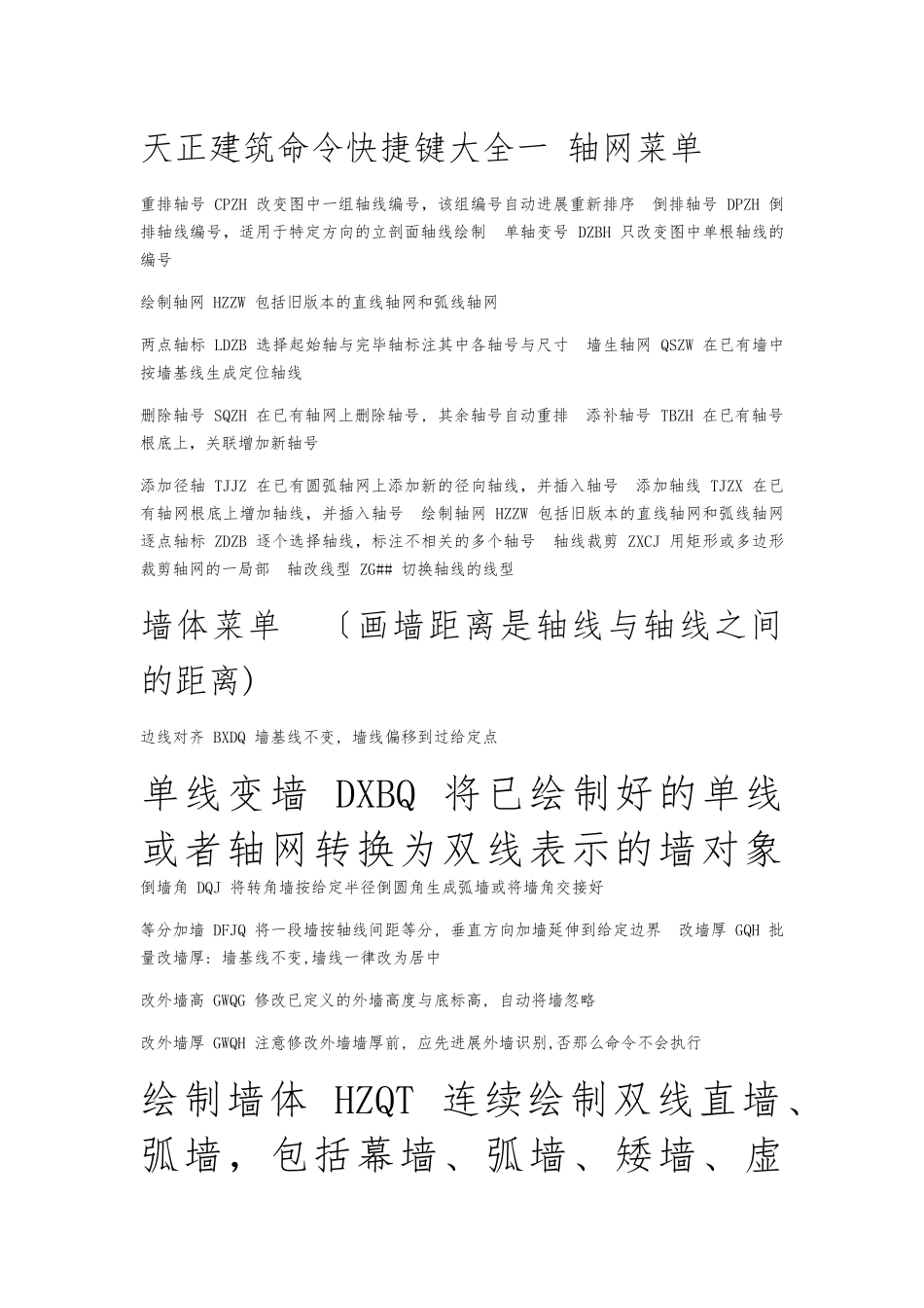 天正建筑命令快捷键大全_第1页