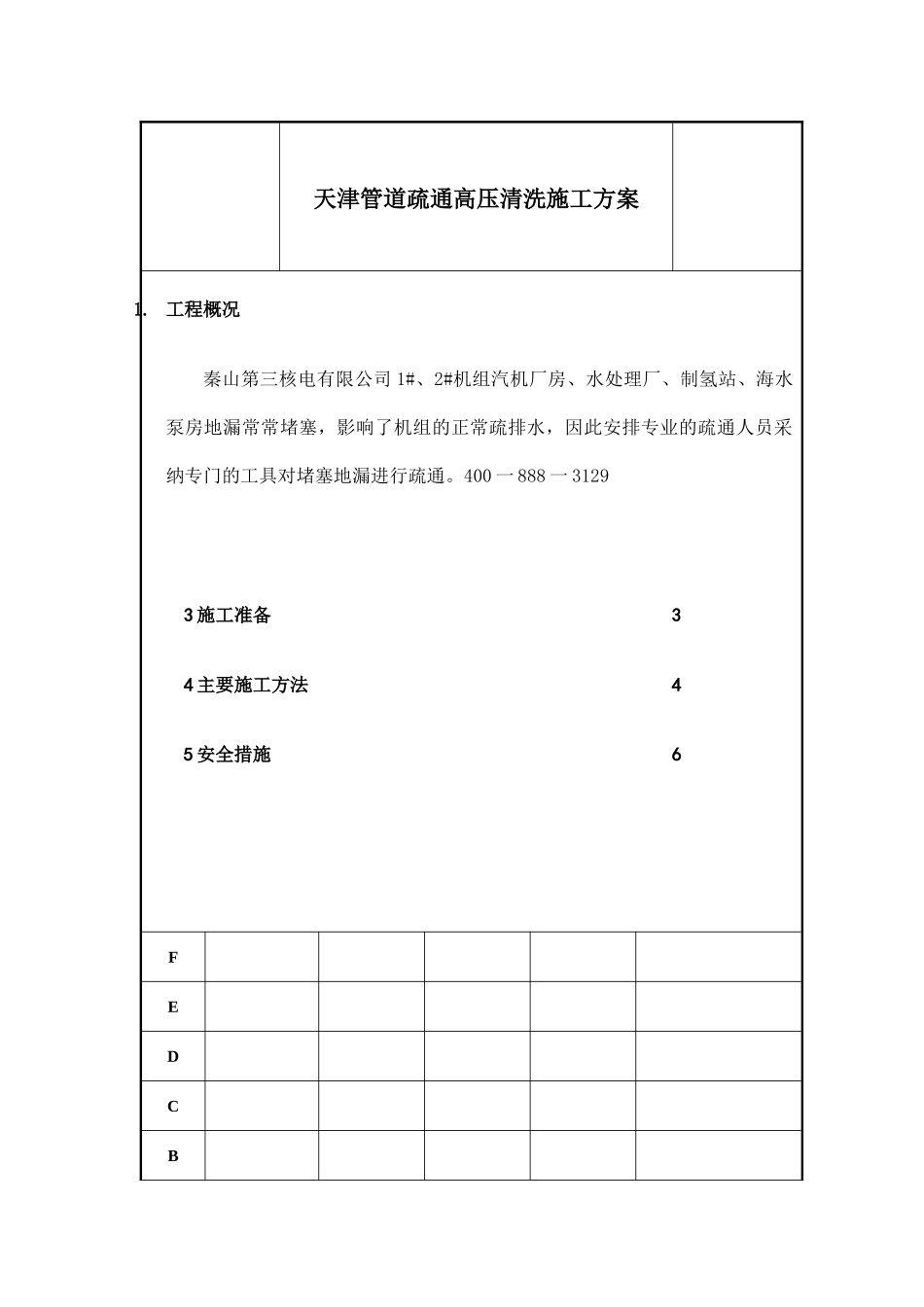 天津管道疏通高压清洗管道施工方案_第1页