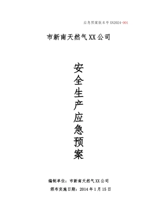 天然气公司安全生产应急处置预案