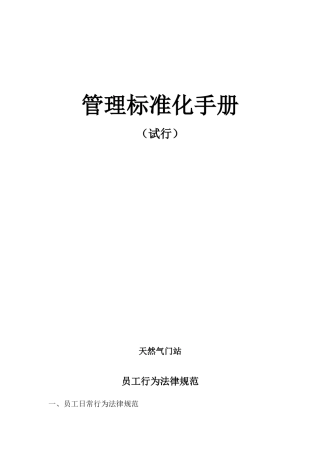 天然气门站HSE标准化建设管理标准化手册