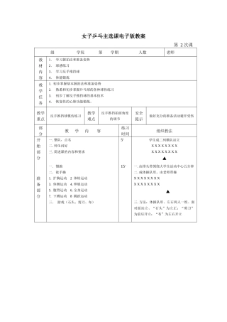 女子乒乓主选课电子版教案