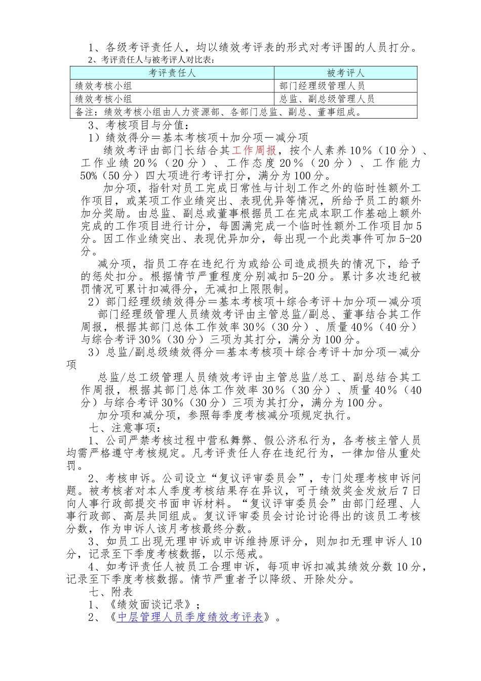 季度绩效考核规定_第2页