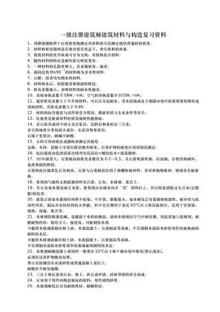 学习资料1一级注册建筑师建筑材料与构造复习资料全