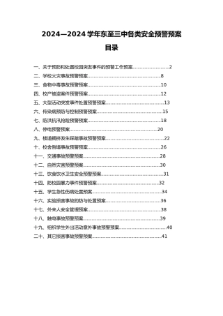 学校各类安全预警预案