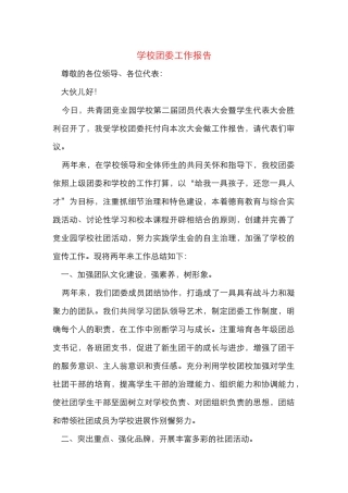 学校团委工作报告